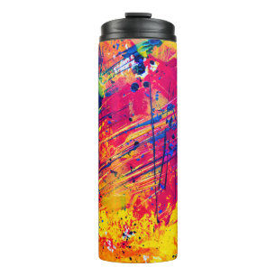 Hellfarbiger Spritzer Paint Abstrakt Thermosbecher