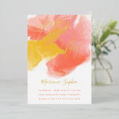 Hellfarbiger Wash Cornflakes Gelbgrau Party Gold Folieneinladung (Stehend vorne)