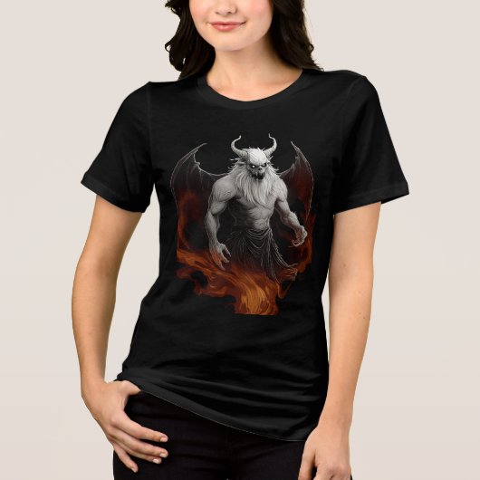 Hellfire Demon with Wings and Horns Tri-Blend Shirt (Vorderseite)