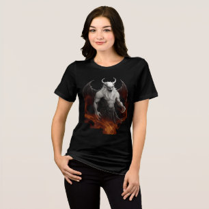Hellfire Demon with Wings and Horns Tri-Blend Shirt