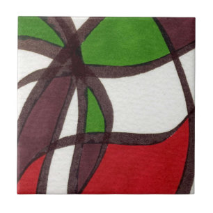 Hellfreie, rote und grüne Form abstrakt Fliese