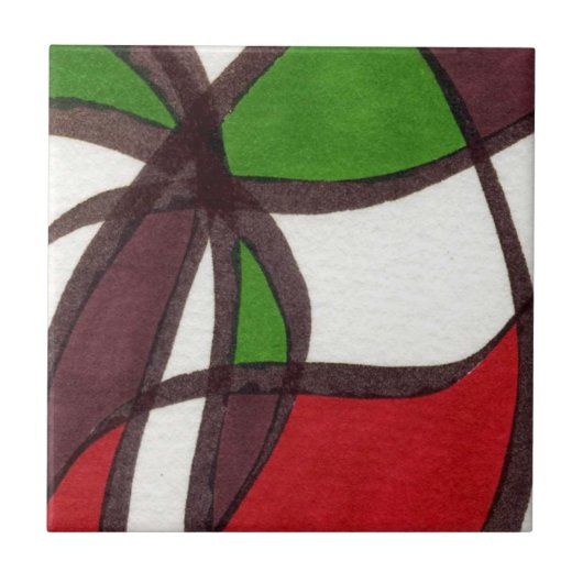 Hellfreie, rote und grüne Form abstrakt Fliese (Vorderseite)