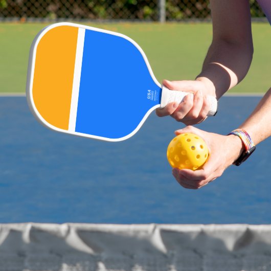 Hellgelb-blau-weiß-grüner Farbblock Pickleball Schläger (InSitu)