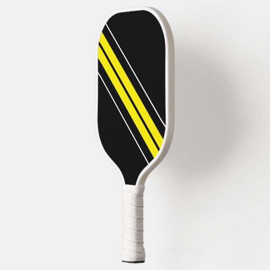 Hellgelb-gelbe Streifen auf schwarzen Streifen Pickleball Schläger (Links)
