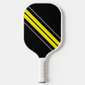 Hellgelb-gelbe Streifen auf schwarzen Streifen Pickleball Schläger (Rückseite)