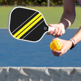 Hellgelb-gelbe Streifen auf schwarzen Streifen Pickleball Schläger