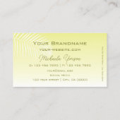 Hellgelb glänzend Modernisch mit Palmblättern einf Visitenkarte (Rückseite)