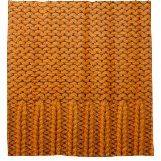 Hellgelb: handgefertigte Stricktextur. Duschvorhang (Vorderseite)