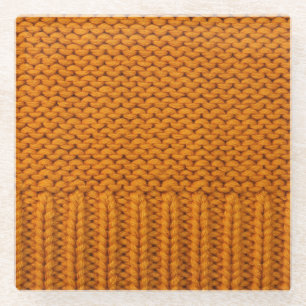 Hellgelb: handgefertigte Stricktextur. Glasuntersetzer