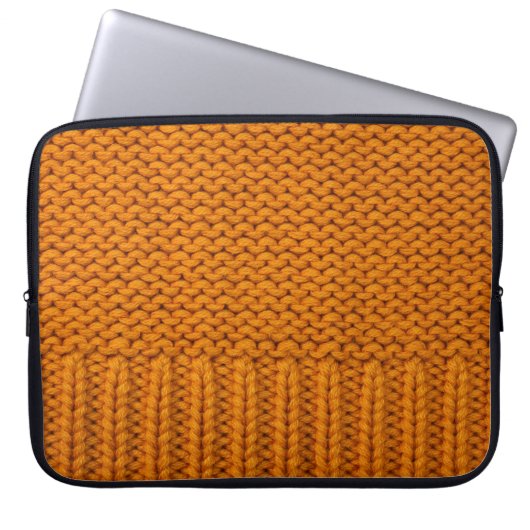 Hellgelb: handgefertigte Stricktextur. Laptopschutzhülle (Vorderseite)