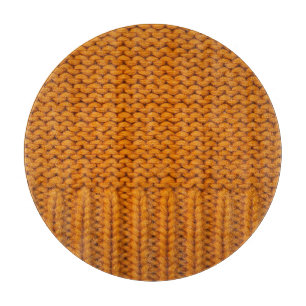 Hellgelb: handgefertigte Stricktextur. Schneidebrett