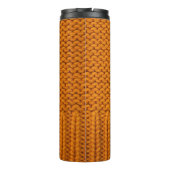 Hellgelb: handgefertigte Stricktextur. Thermosbecher (Rückseite)