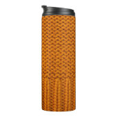 Hellgelb: handgefertigte Stricktextur. Thermosbecher (Nach rechts gedreht)