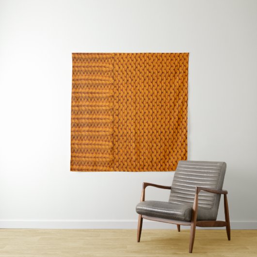 Hellgelb: handgefertigte Stricktextur. Wandteppich (Beispiel (Horizontal))