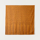 Hellgelb: handgefertigte Stricktextur. Wandteppich (Vorderseite)