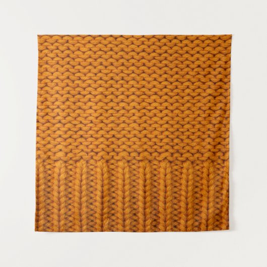 Hellgelb: handgefertigte Stricktextur. Wandteppich (Vorderseite)
