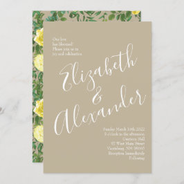Hellgelb & Khaki Ecru Rose Blumenzehen Einladung