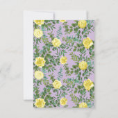 Hellgelb & Lilac Lila Rose Hochzeitstag Rett Einladung (Rückseite)