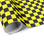 Hellgelb mit schwarzem Quadratmuster-Stil Geschenkpapier (Rolleneckpunkt)