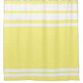 Hellgelb: Moderne Linien in Weiß Duschvorhang (Vorderseite)