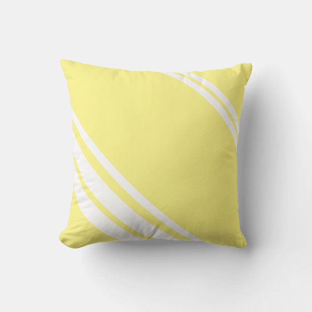 Hellgelb: Moderne Linien in Weiß Kissen (Vorderseite)