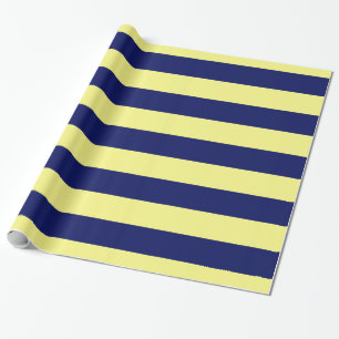 Hellgelb, Navy Blau XL Streifen Muster V Geschenkpapier