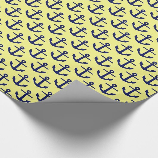 Hellgelb, Navy Blue Anchors Muster Geschenkpapier (Ecke)