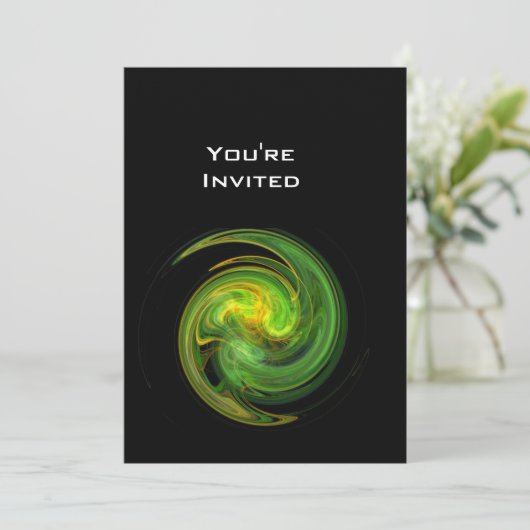 Hellgelb-orange-grün, hell VORTEX Einladung (Stehend Vorderseite)
