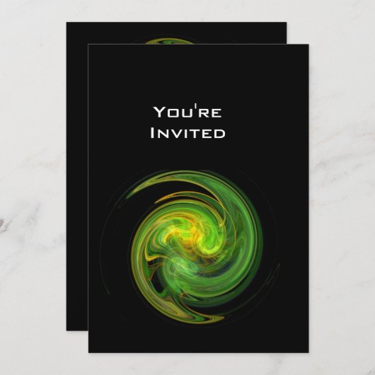 Hellgelb-orange-grün, hell VORTEX Einladung (Vorne/Hinten)