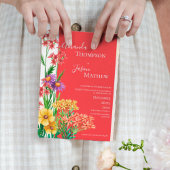 Hellgelb-orange Lila Wildblumen Hochzeit Magneteinladung