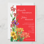 Hellgelb-orange Lila Wildblumen Hochzeit Magneteinladung (Vorderseite)
