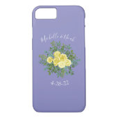Hellgelb & Periwinkle Blaue Rose Blumenzehen Case-Mate iPhone Hülle (Rückseite)