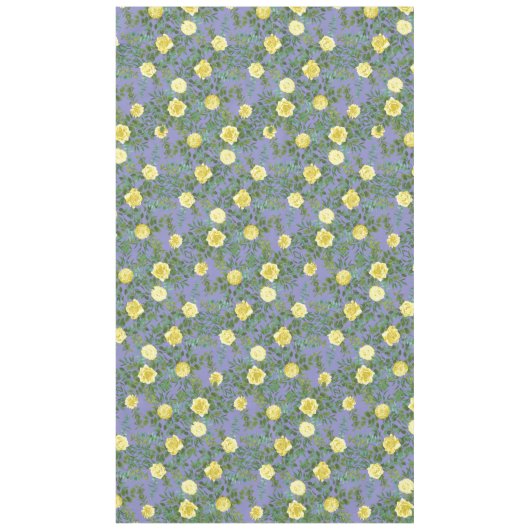 Hellgelb & Periwinkle Blaue Rose Blumenzehen Tischdecke (Vorderseite)