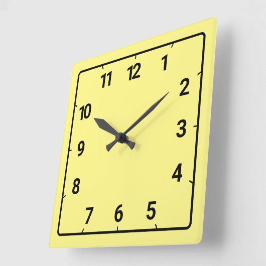 Hellgelb Quadratische Wanduhr (Winkel)