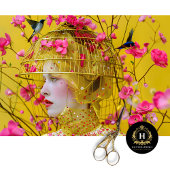 Hellgelb rosa Blumengeburtshühnchen Seidenpapier