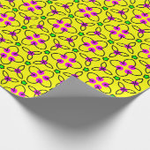 Hellgelb, rosa, grüne Retroflorale Geschenkpapier (Ecke)