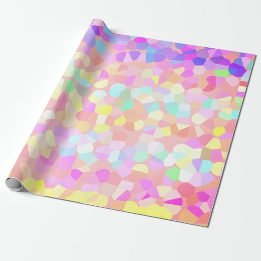 Hellgelb rosa grünes blaues Mosaikmuster Geschenkpapier (Ungerollt)