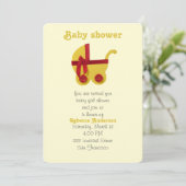 Hellgelb, rote Babytrappe für die Babydusche Einladung (Stehend Vorderseite)