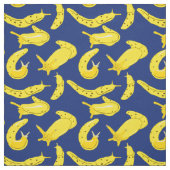 Hellgelb, Royal Blue Banana Slugs Illustriert Stoff (Muster)
