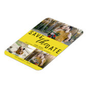 Hellgelb Save the Date Hochzeit 3 Fotos Magnet (Linke Seite)
