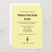 Hellgelb, schlicht, glänzend, flattige Musik Einladung (Vorne/Hinten)