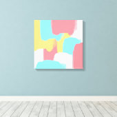 Hellgelb Türkis Weißrosa Pinselstriche Leinwanddruck (Insitu (Holzboden))