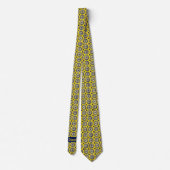 Hellgelb und Abstrakte blaue Blume Krawatte (Rückseite)