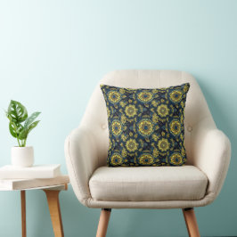 Hellgelb und blau-batik-Design Kissen