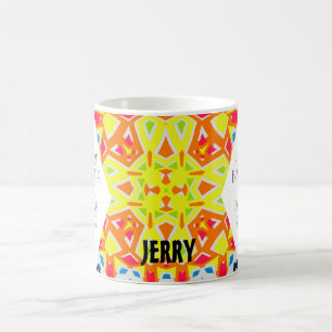 Hellgelb und blau geometrische Kaleidoskop Kunst Kaffeetasse