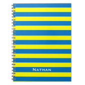 Hellgelb und blau Streifen Personalisiert Notizblock (Vorderseite)