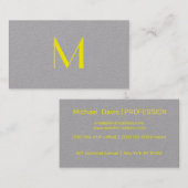 hellgelb und grau - Monogramm hinzufügen Visitenkarte (Vorne/Hinten)