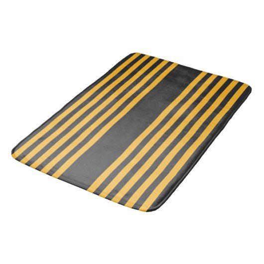 Hellgelb und Holzkohle fünf Streifen Muster Badematte (Schrägansicht)