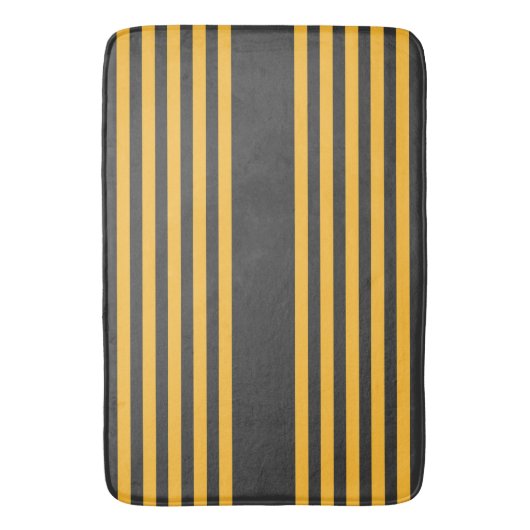 Hellgelb und Holzkohle fünf Streifen Muster Badematte (Vorderseite Vertikal)