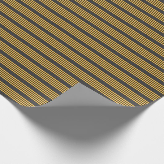 Hellgelb und Holzkohle fünf Streifen Muster Geschenkpapier (Ecke)